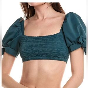 NWT - Agua Bendita Eileen Fera' Smocked Bikini Swimsuit Top with bag